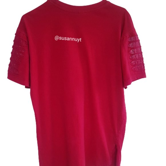 Switch Red Ribbed Rhinestone Short Sleeve Orange Circus Tiger Animalcore Top♥️ - Picture 8 of 9